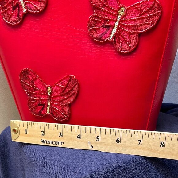 Stuart Weitzman Papillion Red Leather Handbag - Picture 11 of 14